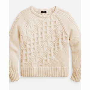 J. Crew Diagonal Cable Knit Crewneck Sweater - Cream